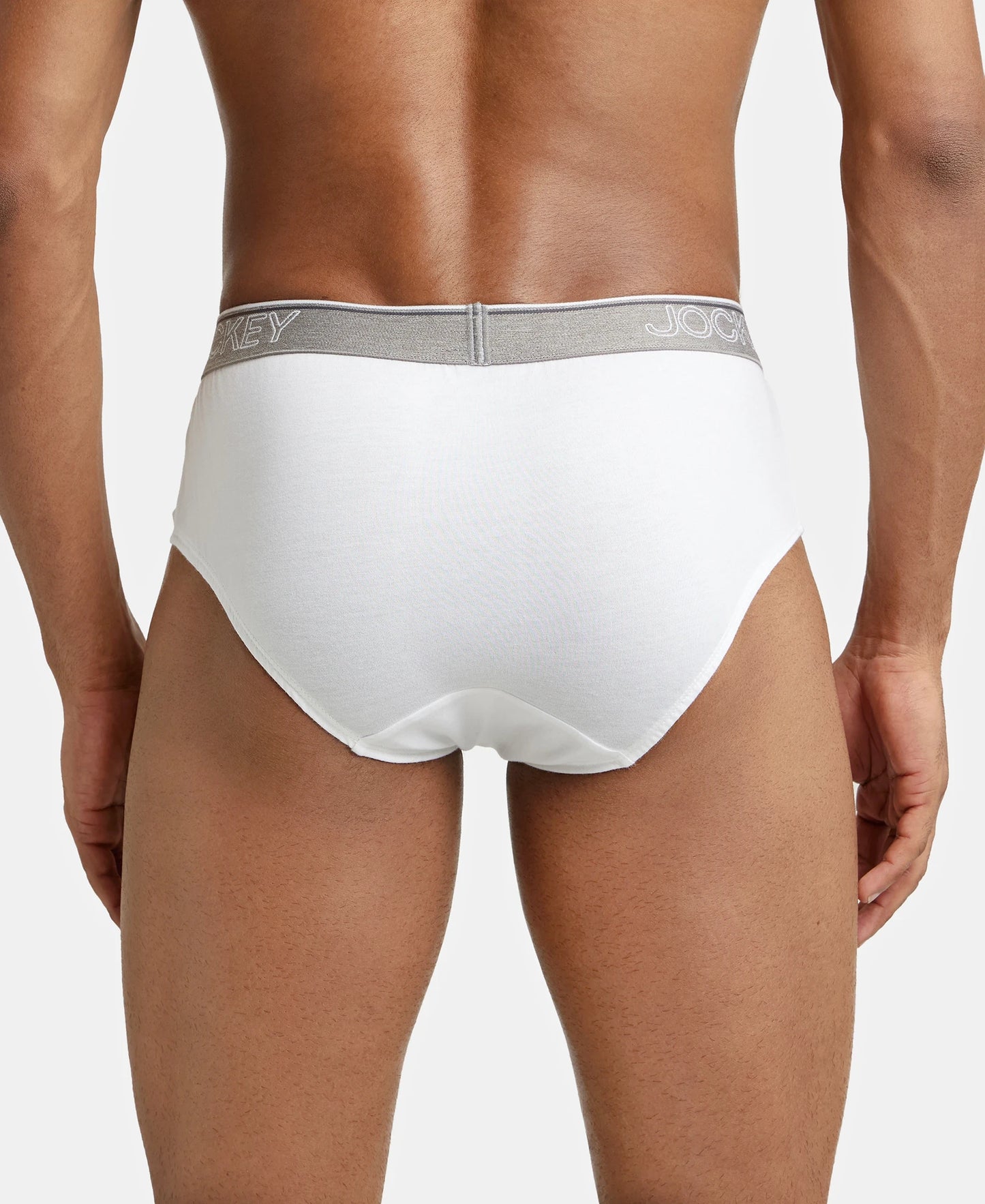 Super Combed Cotton Solid Brief with Ultrasoft Waistband - White-4