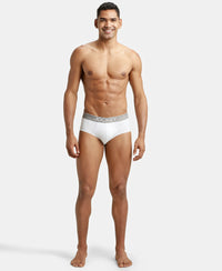 Super Combed Cotton Solid Brief with Ultrasoft Waistband - White-5