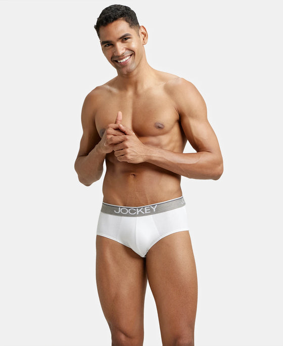 Super Combed Cotton Solid Brief with Ultrasoft Waistband - White-6