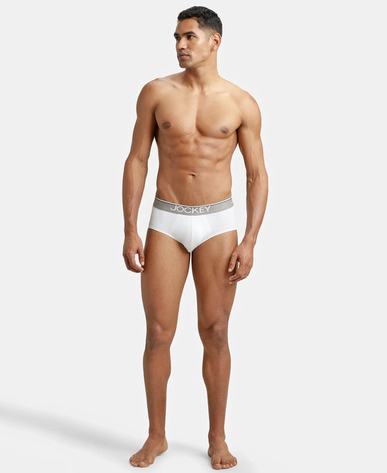 Super Combed Cotton Solid Brief with Ultrasoft Waistband - White-7