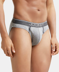 Super Combed Cotton Rib Solid Brief with Ultrasoft Waistband - Grey Melange-2