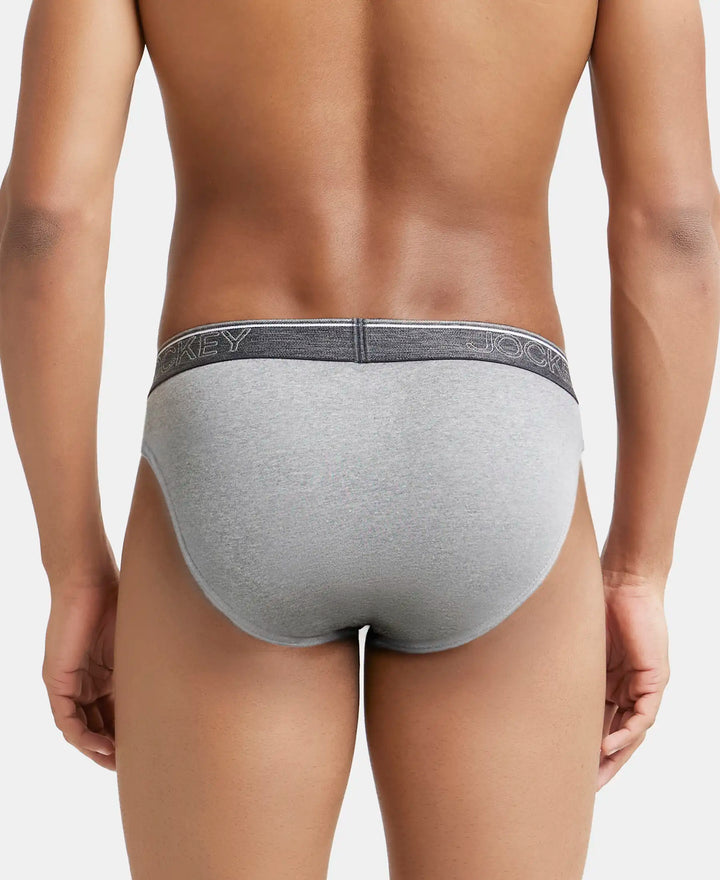 Super Combed Cotton Rib Solid Brief with Ultrasoft Waistband - Grey Melange-3