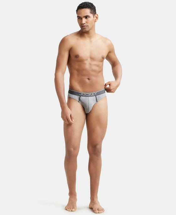 Super Combed Cotton Rib Solid Brief with Ultrasoft Waistband - Grey Melange-4