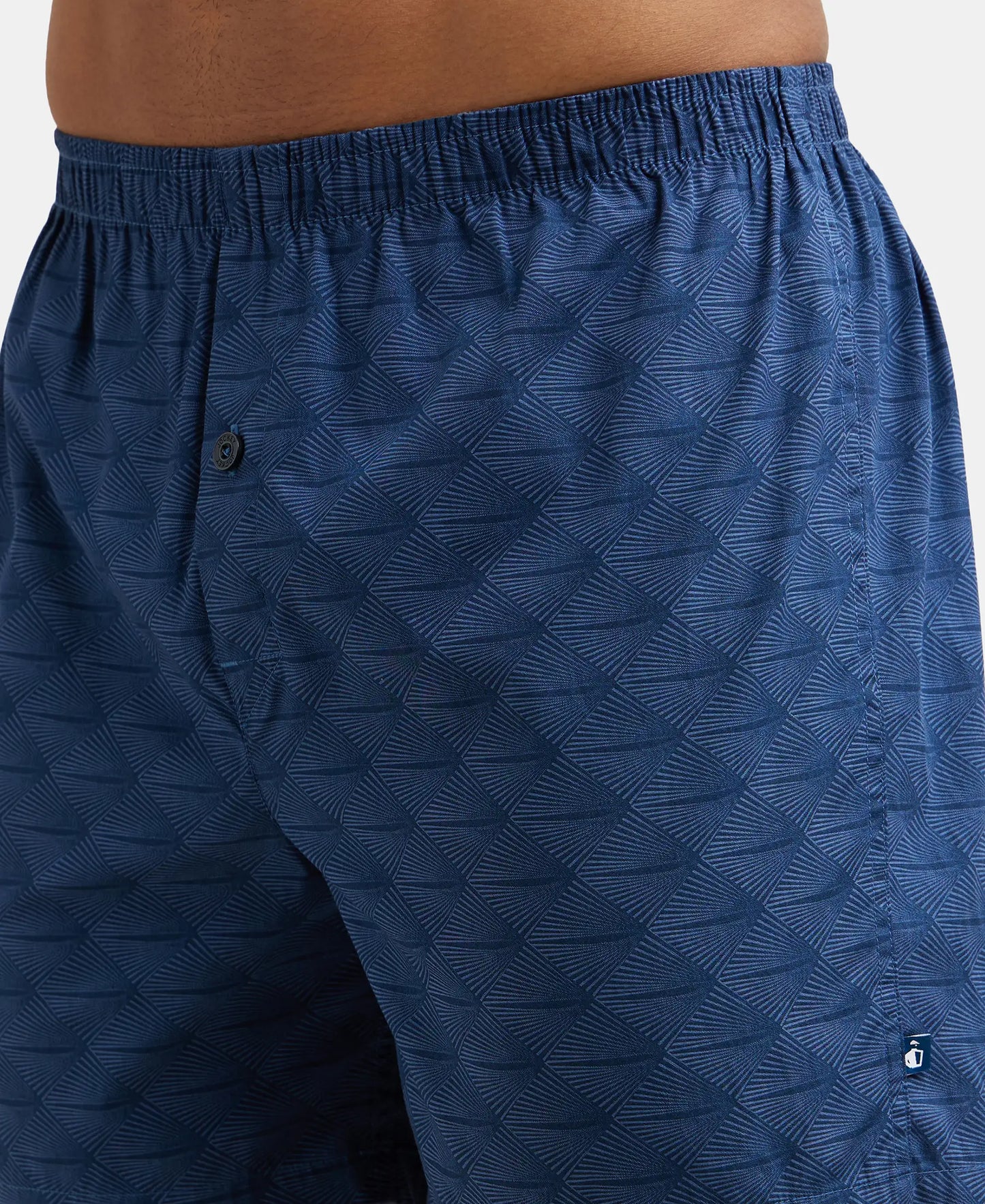 Super Combed Mercerized Cotton Woven Printed Inner Boxers with Ultrasoft and Durable Inner Waistband - Black & Navy 2 (Pack of 2)