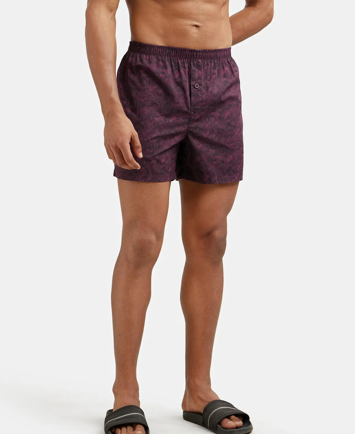 Super Combed Mercerized Cotton Woven Checkered Inner Boxers with Ultrasoft and Durable Inner Waistband - Mauve Wine & Seaport Teal-11