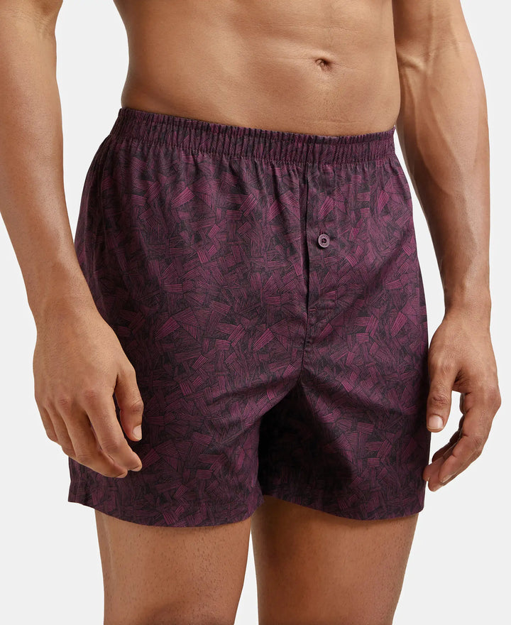 Super Combed Mercerized Cotton Woven Checkered Inner Boxers with Ultrasoft and Durable Inner Waistband - Mauve Wine & Seaport Teal-5