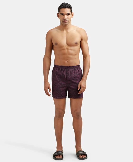 Super Combed Mercerized Cotton Woven Checkered Inner Boxers with Ultrasoft and Durable Inner Waistband - Mauve Wine & Seaport Teal-9