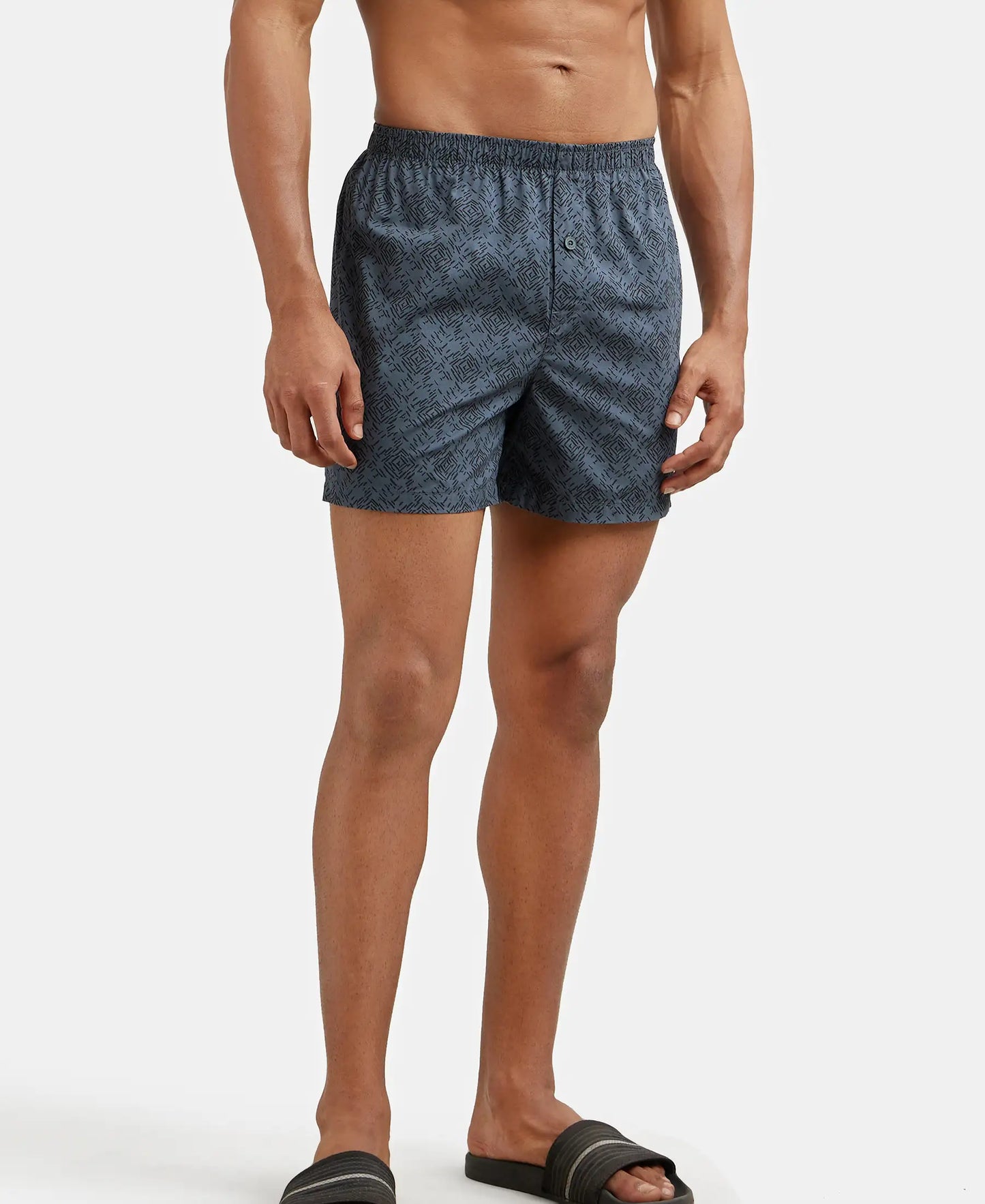 Super Combed Mercerized Cotton Woven Checkered Inner Boxers with Ultrasoft and Durable Inner Waistband - Black & Navy 3-11