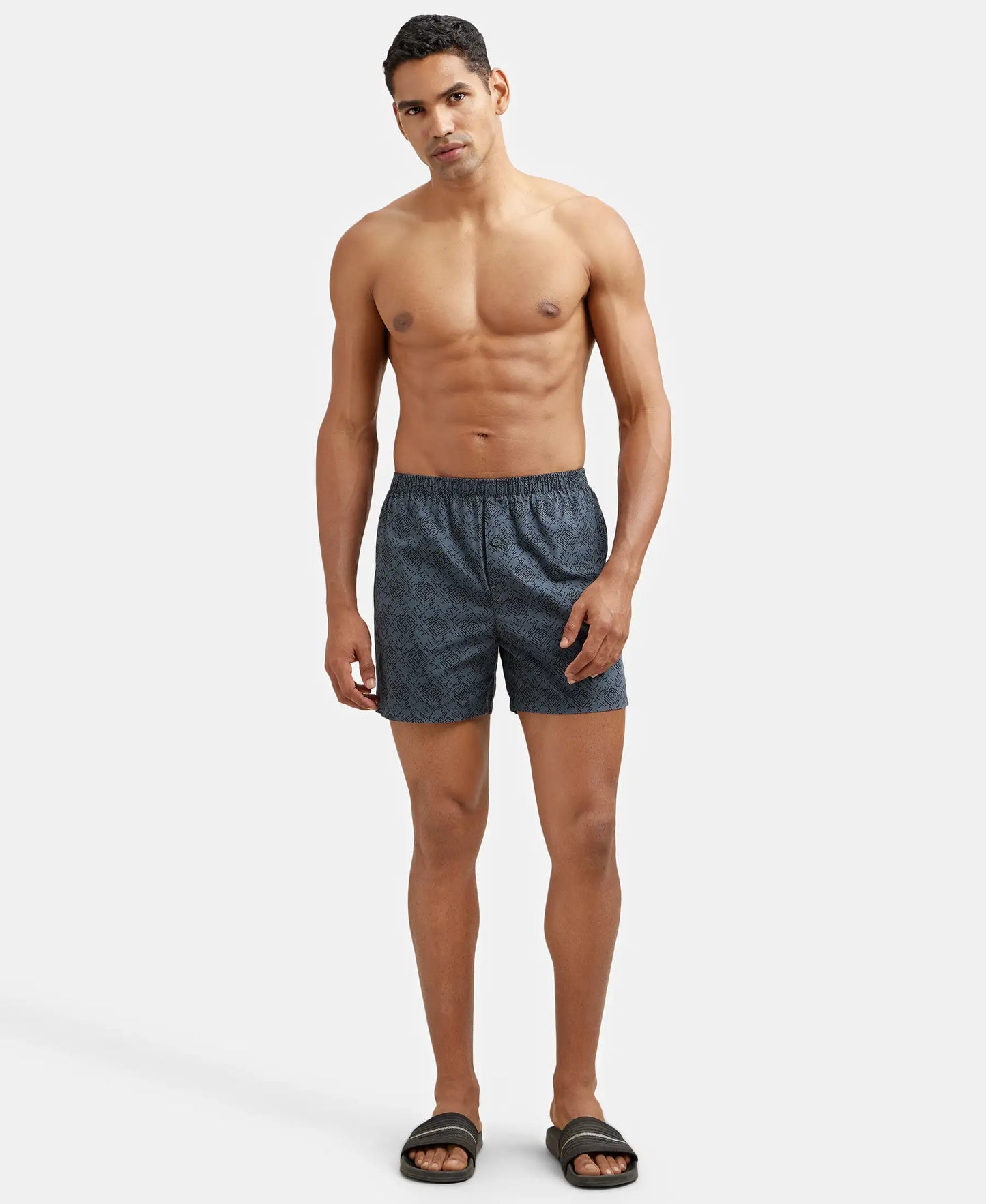 Super Combed Mercerized Cotton Woven Checkered Inner Boxers with Ultrasoft and Durable Inner Waistband - Black & Navy 3-13