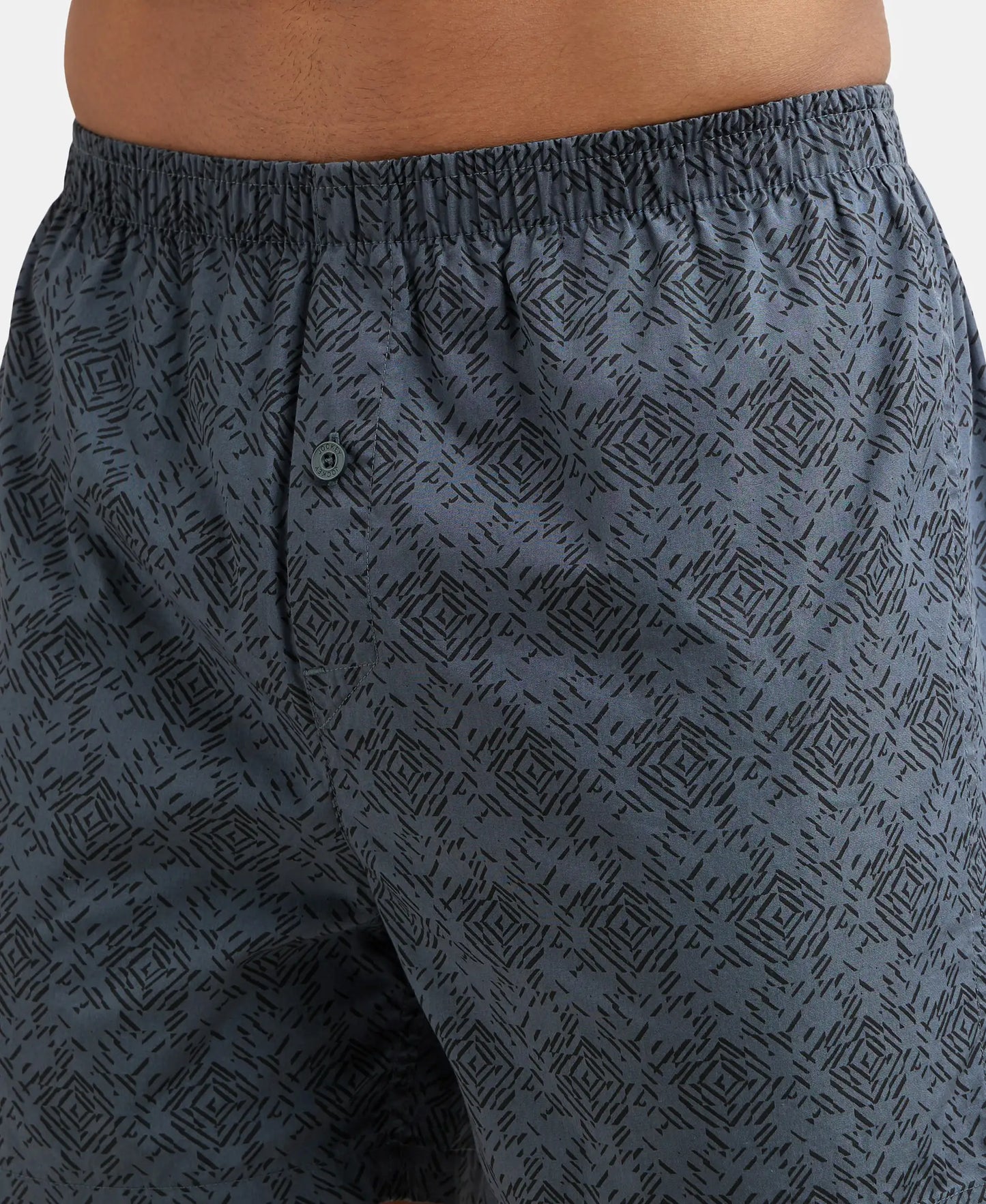 Super Combed Mercerized Cotton Woven Printed Inner Boxers with Ultrasoft and Durable Inner Waistband - Black & Navy 3 (Pack of 2)