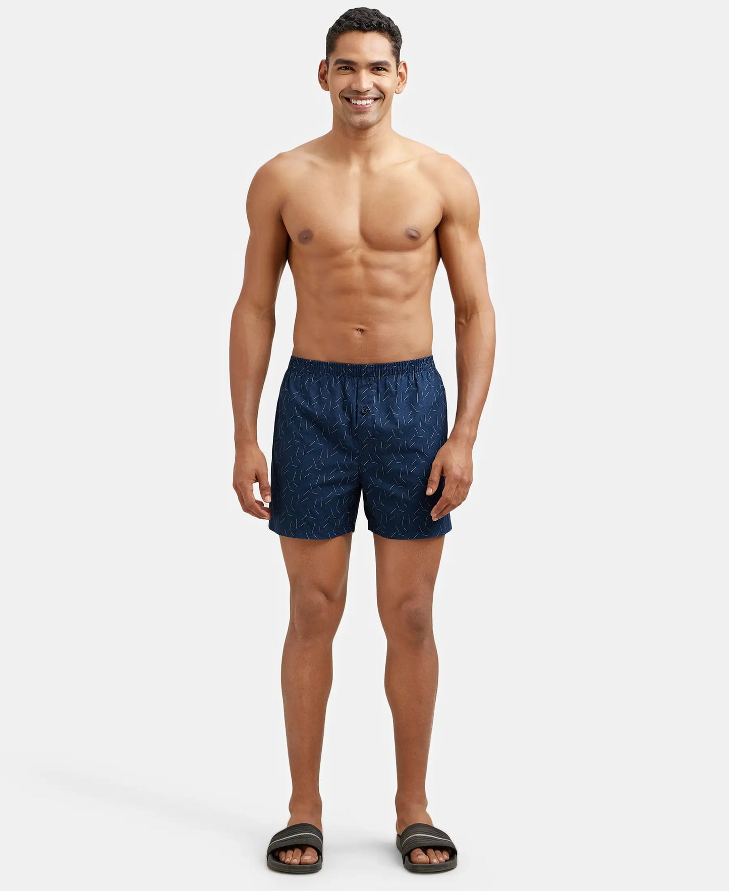 Super Combed Mercerized Cotton Woven Checkered Inner Boxers with Ultrasoft and Durable Inner Waistband - Black & Navy 3-8