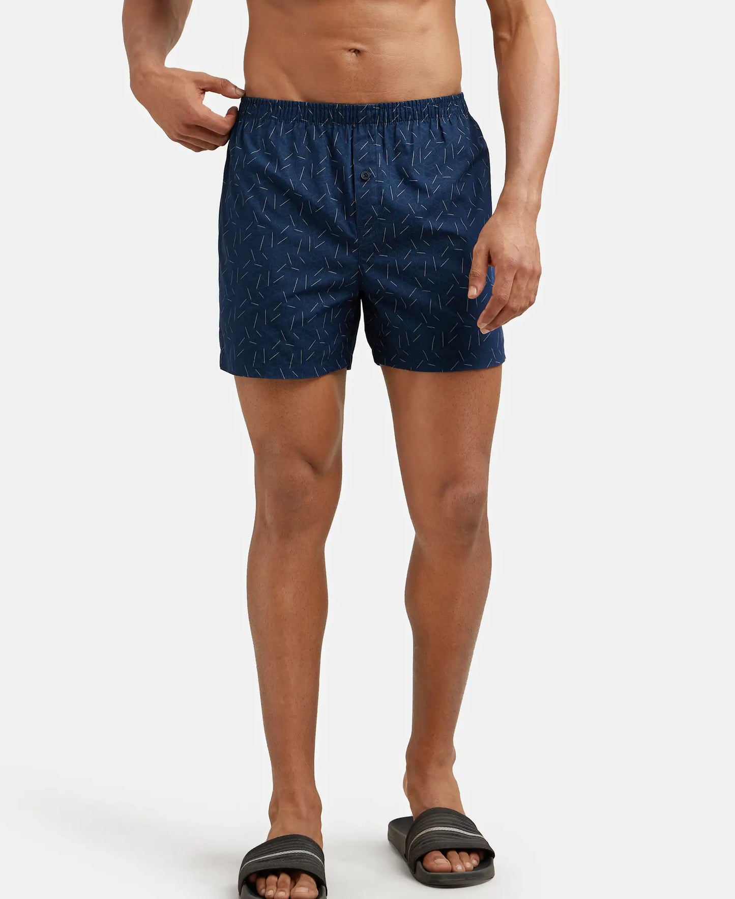 Super Combed Mercerized Cotton Woven Checkered Inner Boxers with Ultrasoft and Durable Inner Waistband - Black & Navy 3-10