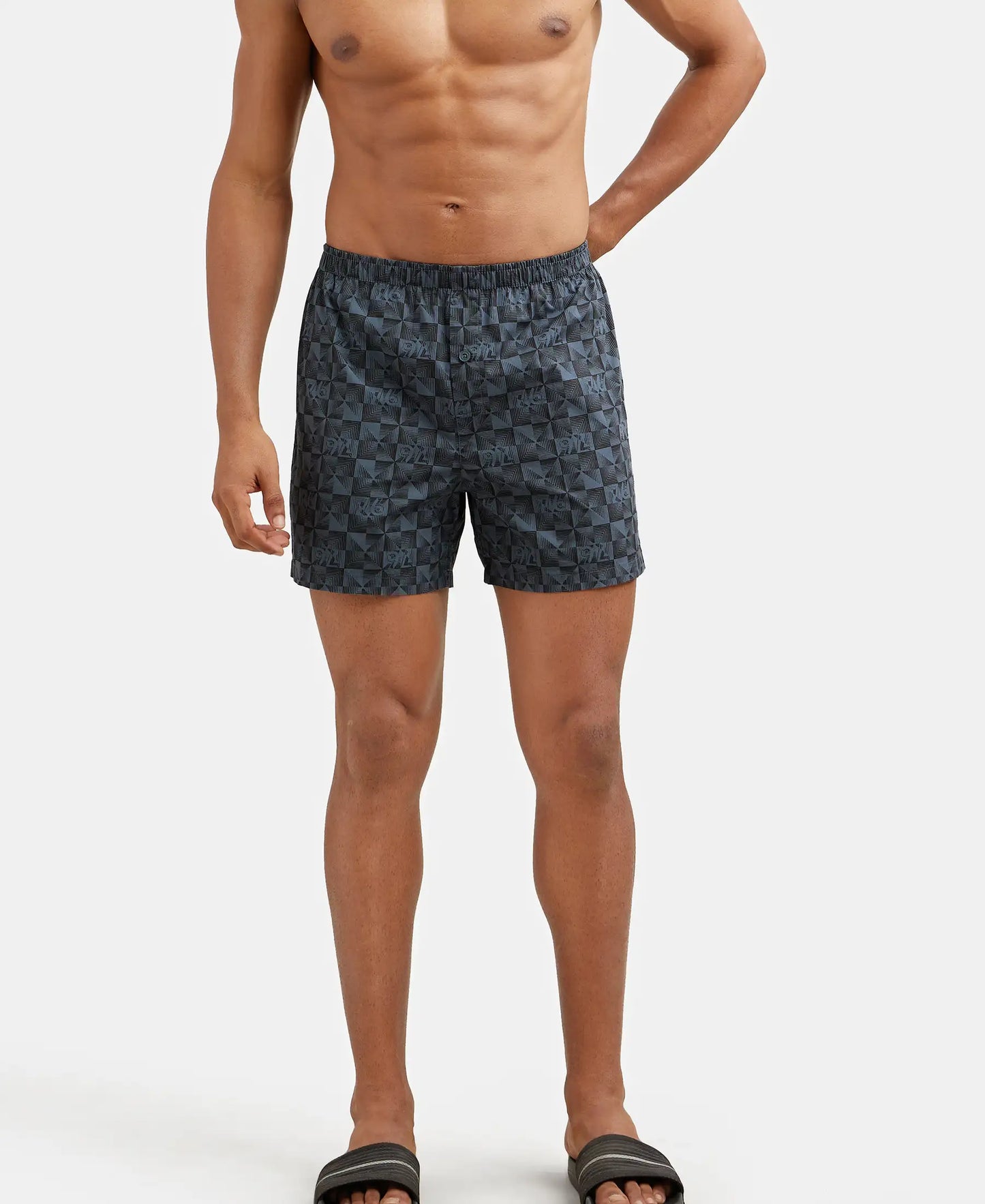 Super Combed Mercerized Cotton Woven Checkered Inner Boxers with Ultrasoft and Durable Inner Waistband - Navy & Seaport Teal-11