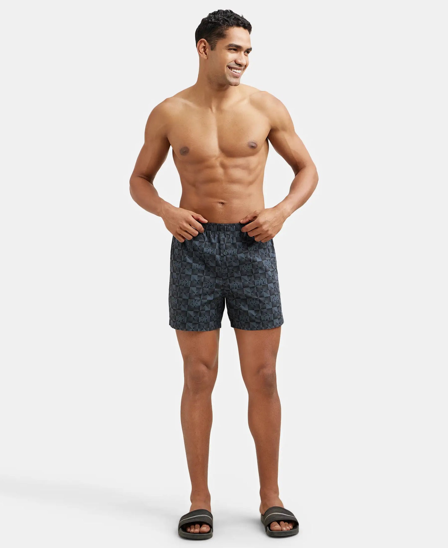 Super Combed Mercerized Cotton Woven Checkered Inner Boxers with Ultrasoft and Durable Inner Waistband - Navy & Seaport Teal-13