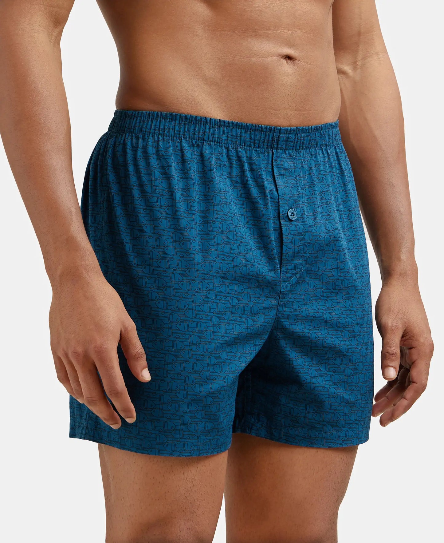 Super Combed Mercerized Cotton Woven Checkered Inner Boxers with Ultrasoft and Durable Inner Waistband - Navy & Seaport Teal-4