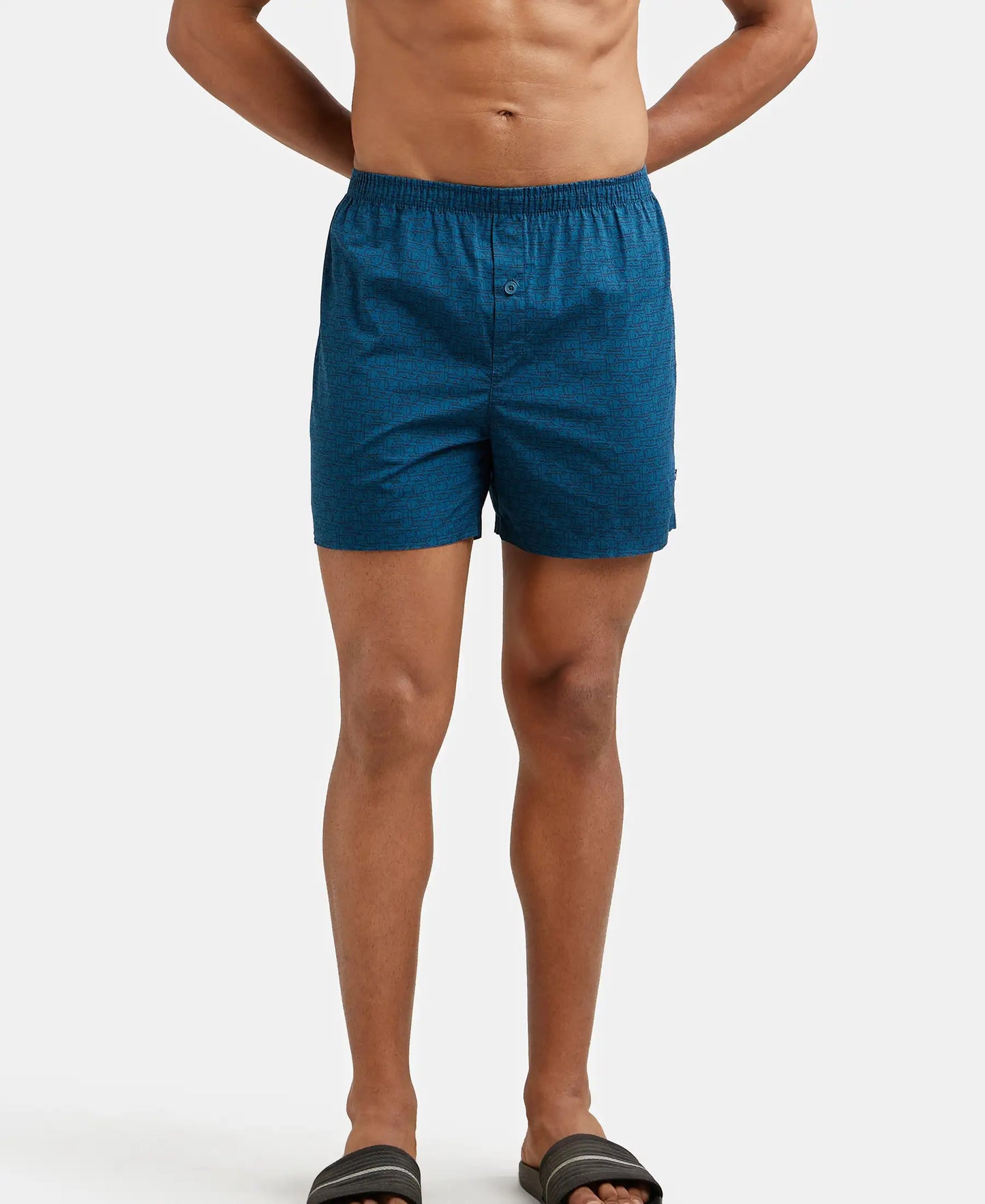 Super Combed Mercerized Cotton Woven Checkered Inner Boxers with Ultrasoft and Durable Inner Waistband - Navy & Seaport Teal-10