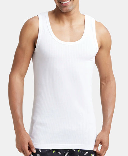 Super Combed Cotton Round Neck Sleeveless Vest - White-6