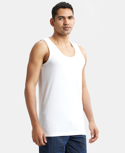 Super Combed Cotton Round Neck Sleeveless Vest - White-3
