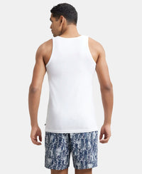 Super Combed Cotton Round Neck Sleeveless Vest - White-4