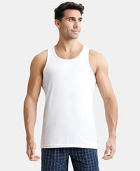 Super Combed Cotton Round Neck Sleeveless Vest - White-2