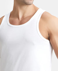 Super Combed Cotton Round Neck Sleeveless Vest - White (Pack of 3)