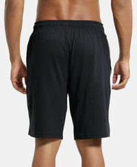 Super Combed Cotton Rich Straight Fit Shorts with Side Pockets - Black & Charcoal Melange-3