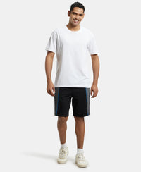 Super Combed Cotton Rich Straight Fit Shorts with Side Pockets - Black & Charcoal Melange-4