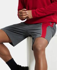 Super Combed Cotton Rich Straight Fit Shorts with Side Pockets - Charcoal Melange & Shanghai Red-5