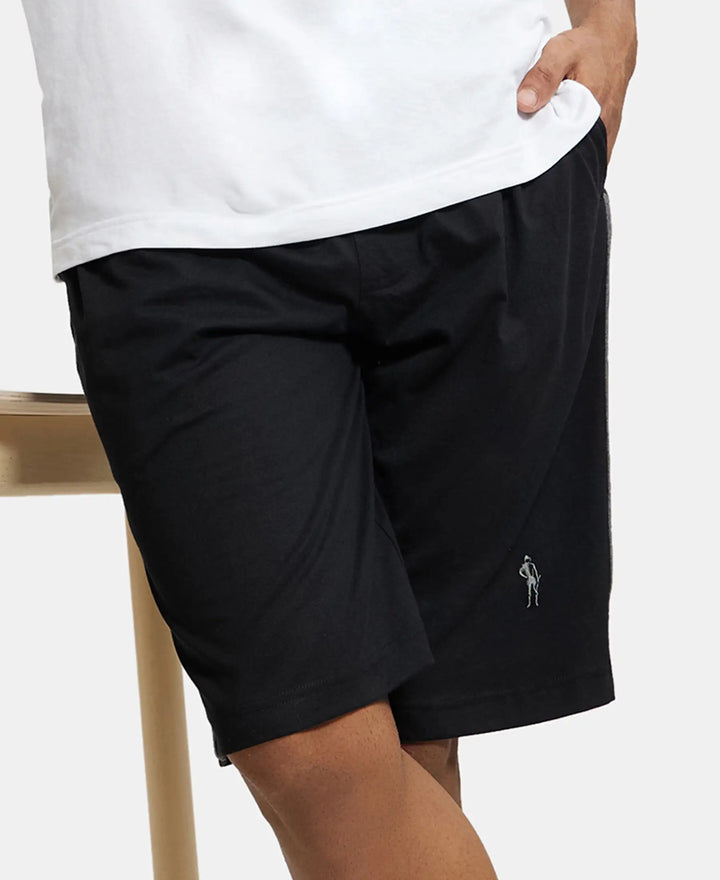 Super Combed Cotton Rich Regular Fit Shorts with Side Pockets - Black-5