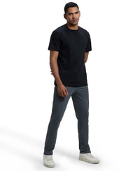 Super Combed Cotton Rich Slim Fit Trackpant with Side and Back Pockets - Charcoal Melange & Neon Blue-6