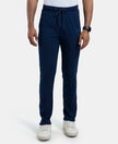 Super Combed Cotton Rich Slim Fit Trackpant with Side and Back Pockets - Navy & Neon Blue-1