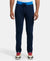 Super Combed Cotton Rich Slim Fit Trackpant with Side Zipper Pockets - Navy & Neon Blue-1