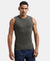 Super Combed Cotton Rib Solid Round Neck Muscle Vest - Deep Olive-1