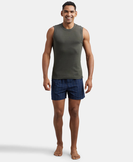 Super Combed Cotton Rib Solid Round Neck Muscle Vest - Deep Olive-4