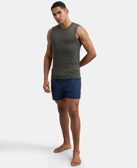 Super Combed Cotton Rib Solid Round Neck Muscle Vest - Deep Olive-6