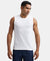 Super Combed Cotton Rib Solid Round Neck Muscle Vest - White-1