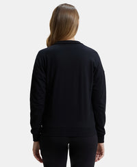 Super Combed Cotton French Terry Drop Shoulder Styled Jacket with Ribbed Cuff and Hem - Black-3