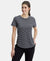 Super Combed Cotton Stripe Fabric Relaxed Fit Round Neck Half Sleeve T-Shirt with Curved Hem Styling - Black-1