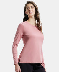 Super Combed Cotton Rich Relaxed Fit Solid Round Neck Full Sleeve T-Shirt - Brandied Apricot-5