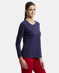 Super Combed Cotton Rich Relaxed Fit Solid Round Neck Full Sleeve T-Shirt - Classic Navy-2