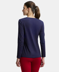 Super Combed Cotton Rich Relaxed Fit Solid Round Neck Full Sleeve T-Shirt - Classic Navy-3