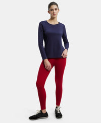 Super Combed Cotton Rich Relaxed Fit Solid Round Neck Full Sleeve T-Shirt - Classic Navy-4