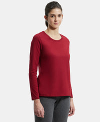 Super Combed Cotton Rich Relaxed Fit Solid Round Neck Full Sleeve T-Shirt - Rhubarb-2