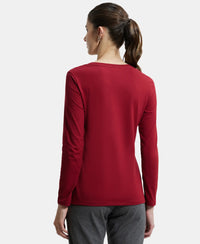 Super Combed Cotton Rich Relaxed Fit Solid Round Neck Full Sleeve T-Shirt - Rhubarb-3