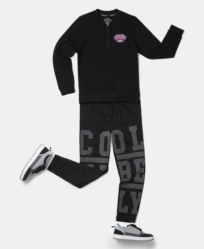 Super Combed Cotton Rich Mandarin Collar Sweatshirt - Black-4