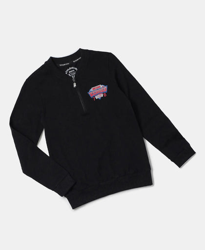 Super Combed Cotton Rich Mandarin Collar Sweatshirt - Black-5