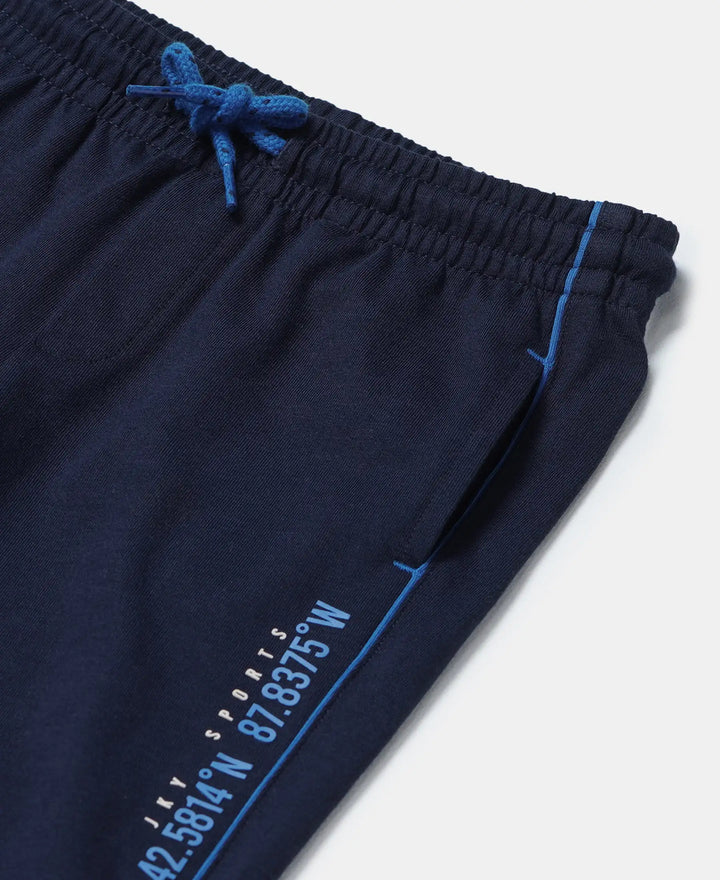 Super Combed Cotton Rich Graphic Printed Joggers with Elasticated Hem - Navy-3