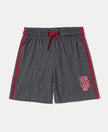 Super Combed Cotton Rich Graphic Printed Shorts with Contrast Side Taping - Charcoal Melange-1