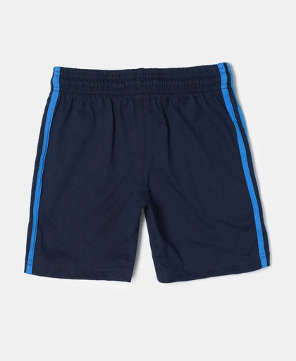 Super Combed Cotton Rich Graphic Printed Shorts with Contrast Side Taping - Navy-2