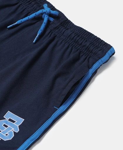 Super Combed Cotton Rich Graphic Printed Shorts with Contrast Side Taping - Navy-3